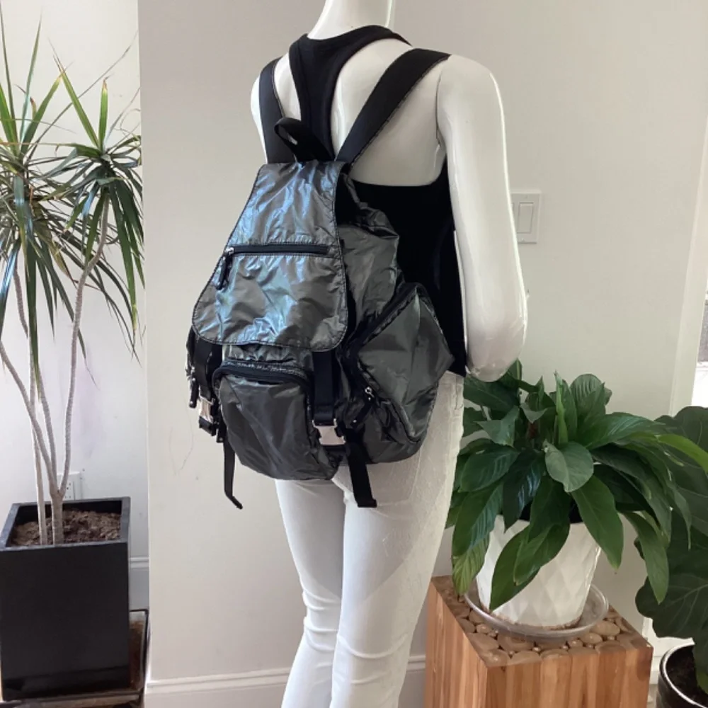 Bebe Sport Gray Nylon Retha Backpack